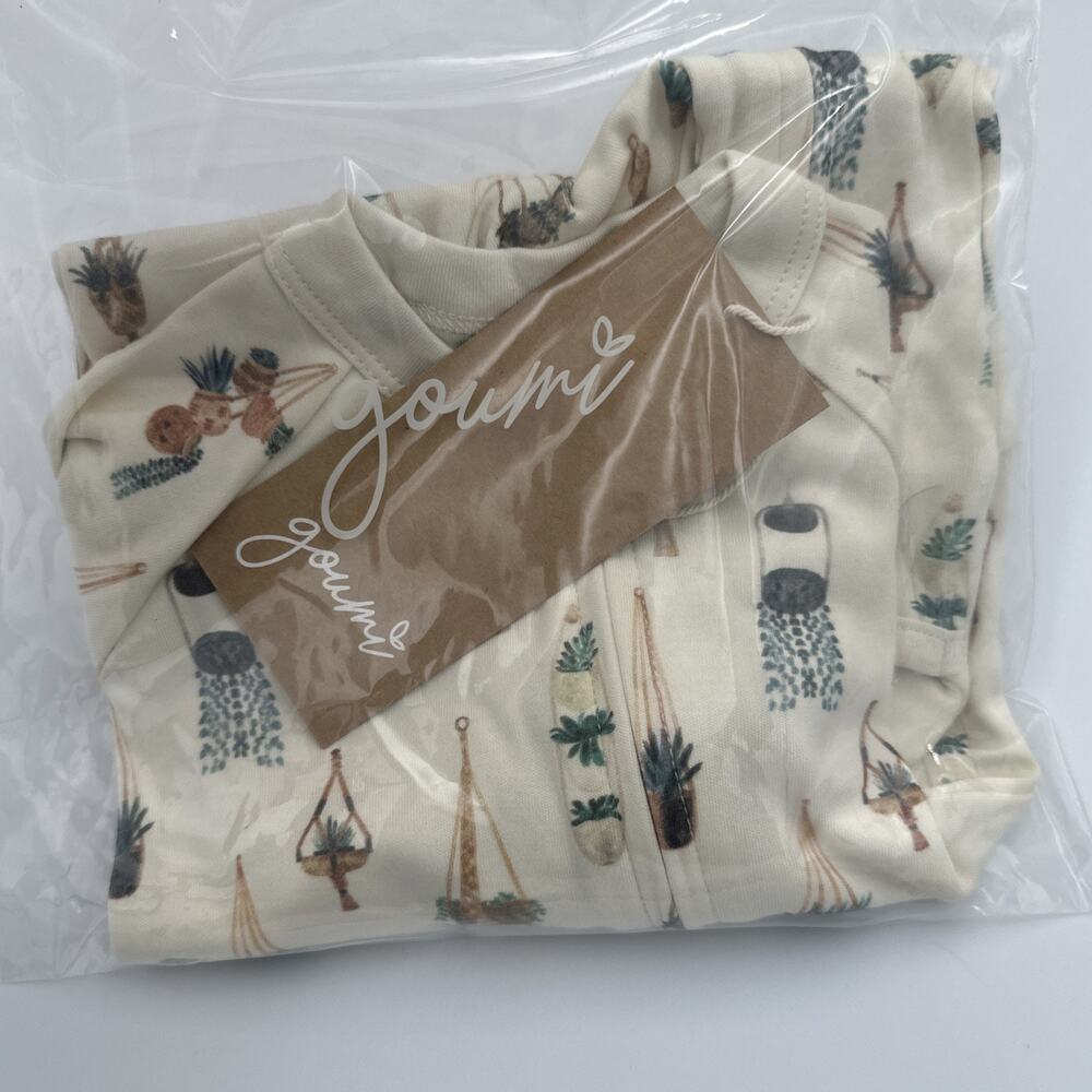 Goumi Kids Baby Macrame Footie 0-3 Months Sleeper Zippy Jumpsuit Bamboo Plants - Picture 6 of 9